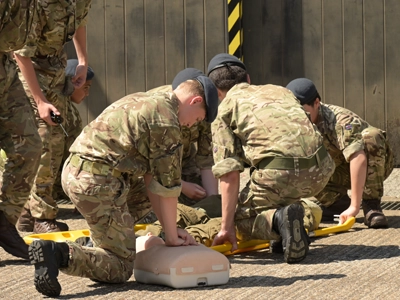 Air cadets doing firstaid